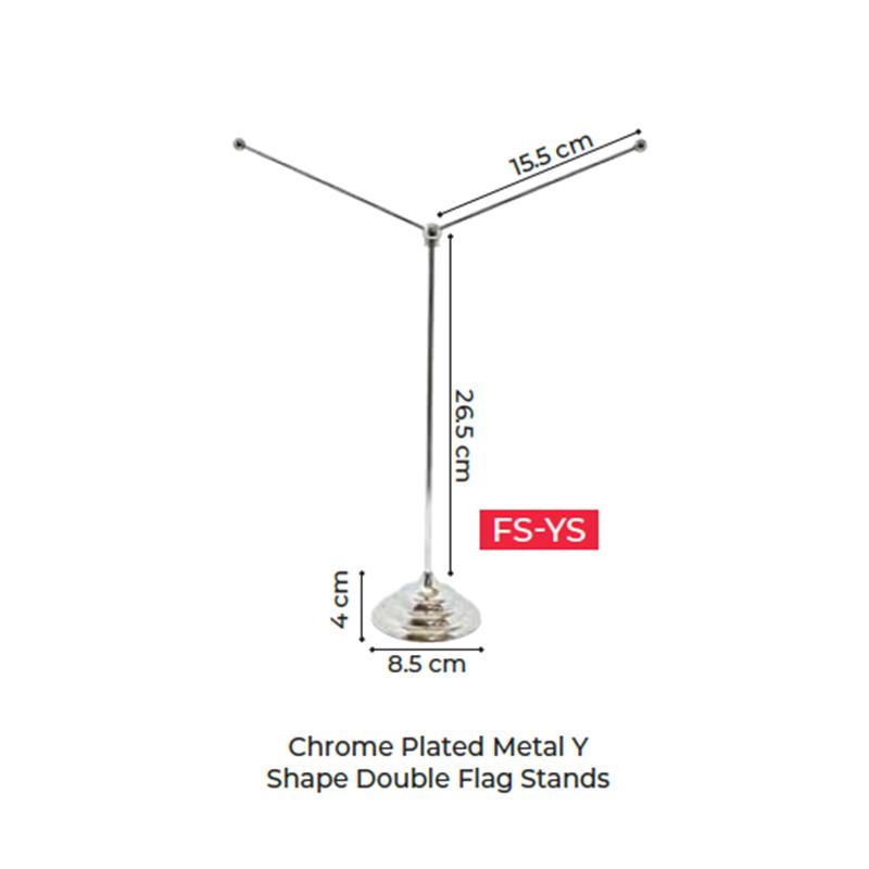 Chrome Plated Metal Y Shape Double Flag Stands